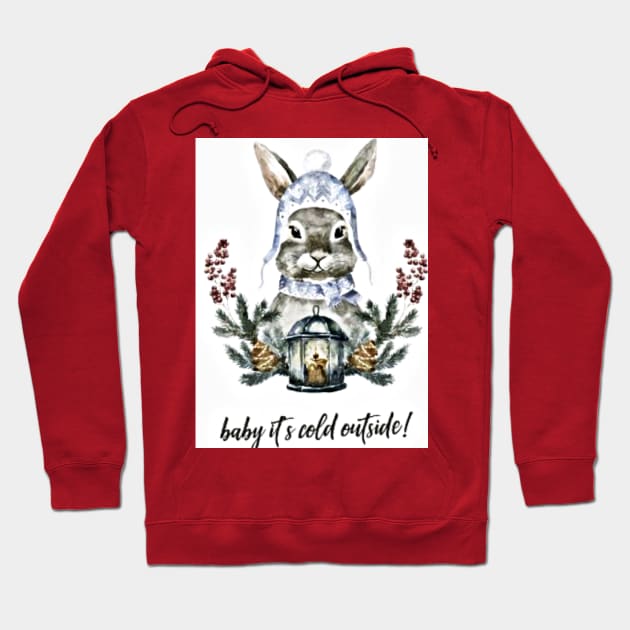 Baby It's Cold Outside! (bunny in snowcap) Hoodie by PersianFMts